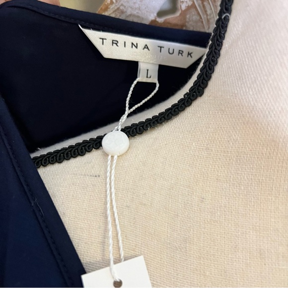 NWT Trina Turk Elegant Navy Cinched Dawn Dress Sz L - Picture 5 of 7